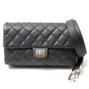Chanel Waist Bum Bag Body Caviar Leather UNIFORM Black